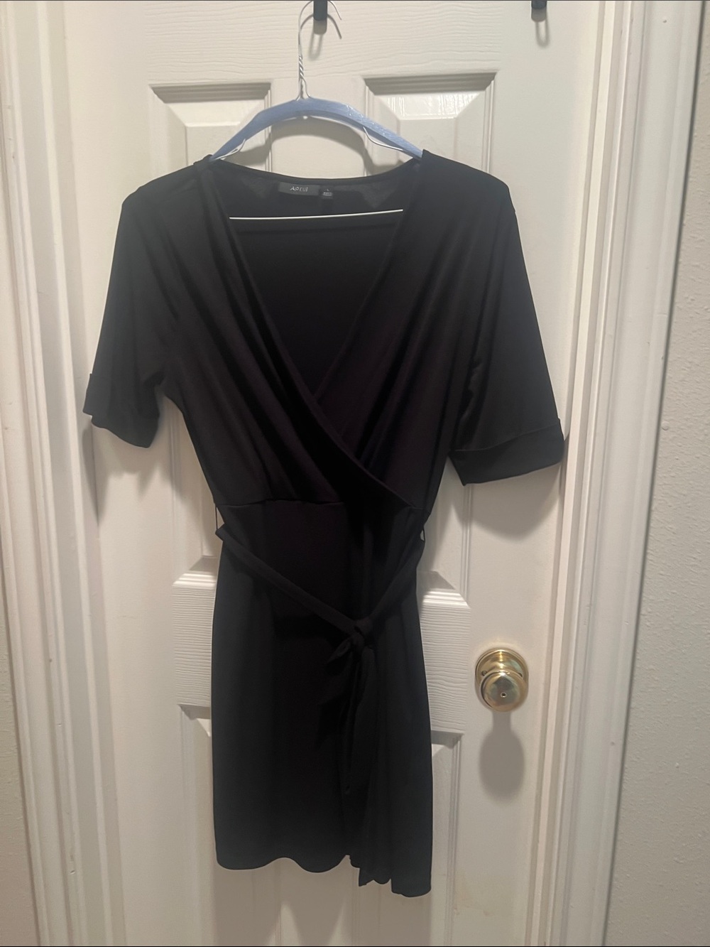 APT 9 Black Wrap-Style Short Sleeve Mini Dress
